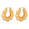Textured Gold-Plated Titanium Steel U-Shaped Earrings with Steel Ball Design