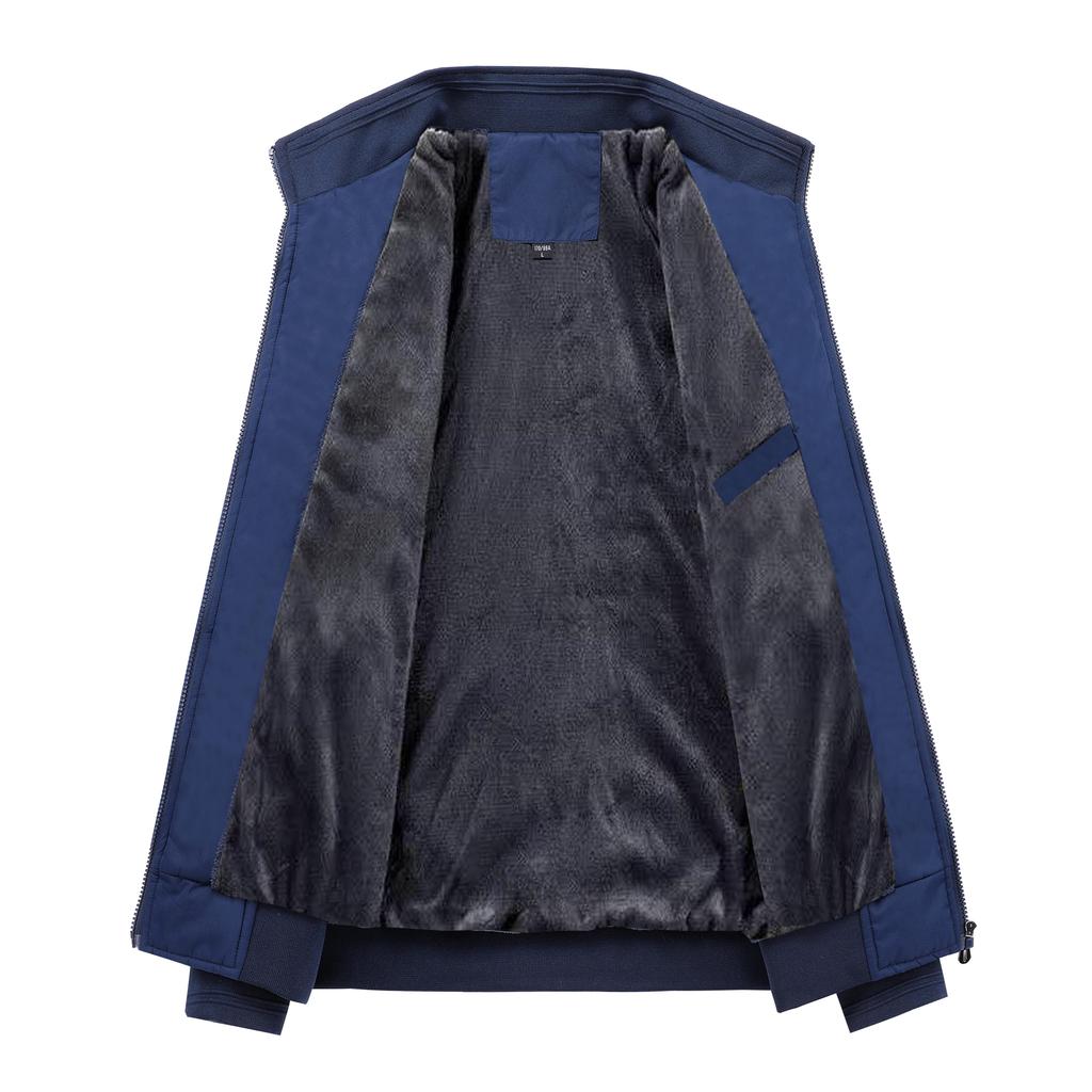 Men's Fall and Winter Fleece Thickened Short Section Stand-up Collar Jacket Large Size Loose Business Tops