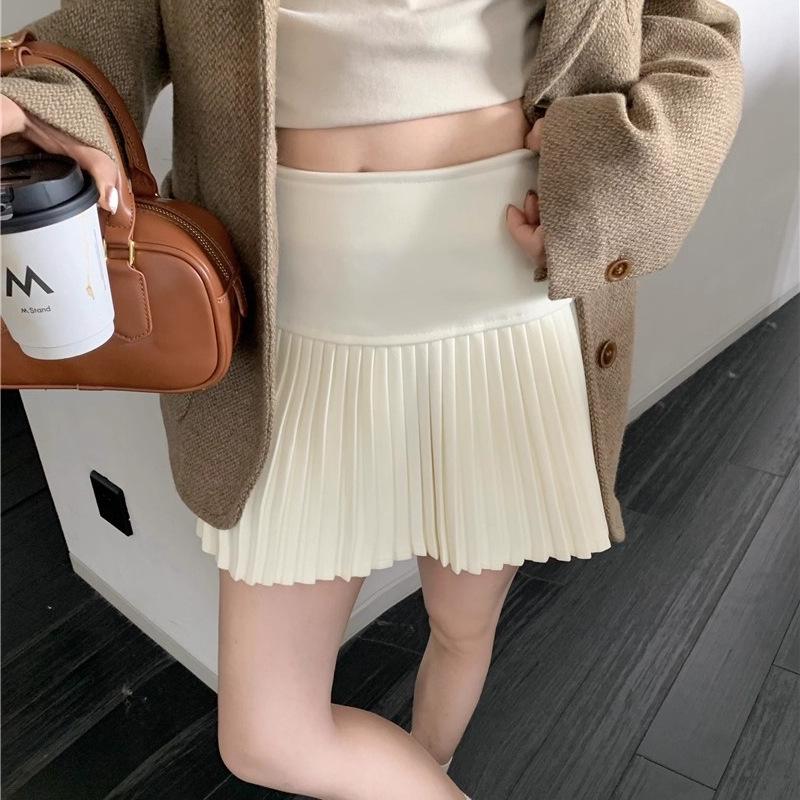 Damen High-Waist A-Linien Faltenrock - Schlankmachend, Kurzer College-Stil für Frühling & Herbst
