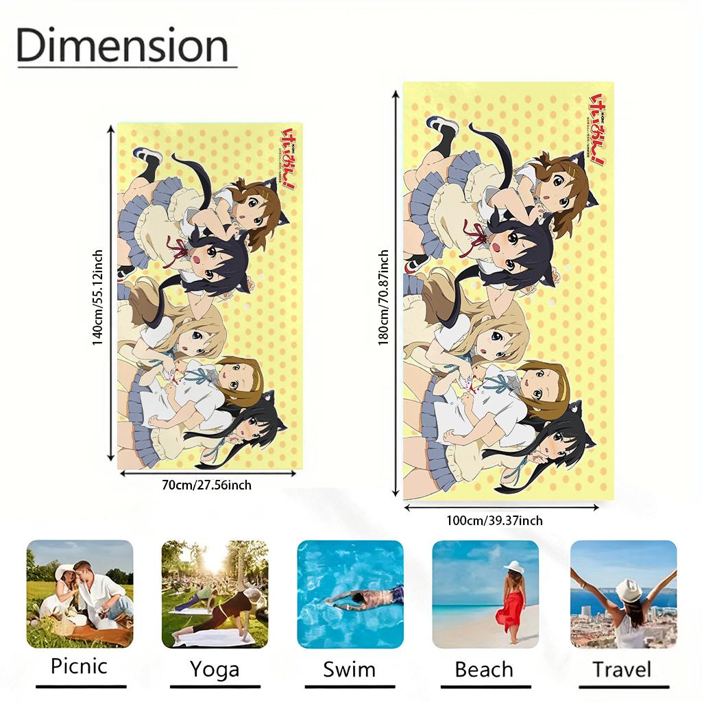VIKAMA K-ON! Girl Fresh Yellow Beach Towel Quick-drying Super Absorbent Suitable for Beach Vacation Pool Summer Gift for Friends