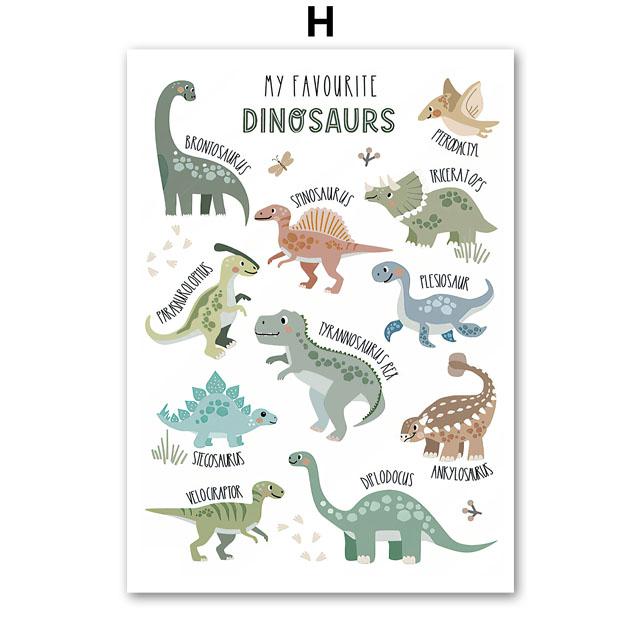 Earth Dinosaur T-Rex Brachiosaurus Nursery Wall Art Canvas Painting Nordic Dino Posters And Prints Pictures Baby Kids Room Decor