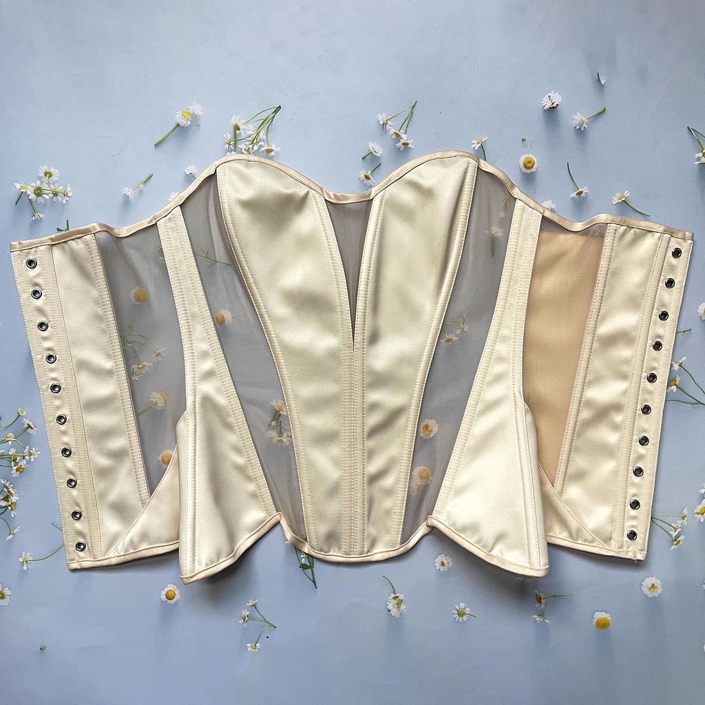 Sexy European American Ins Style Cat Ear Shaping Mesh Satin Bustier Top