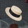 French Elegant Treasure Grass Woven Flat Top Short Brim Top Hat Women'S Summer Sunshade Sunscreen Small Fragrance Beach Japanese Retro Straw Hat