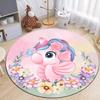 Rosa Einhorn Runder Teppich Wohnzimmer Sofadekor Teppich Kinderzimmer Kinderspielmatte Kinderzimmer Nachttisch Bodenmatte Flur Rutschfester Teppich