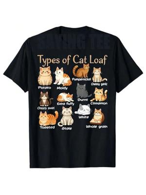Types Of Cat Loaf Cute Kitten Kawaii Cats, Kitty Lover T-Shirt Women Y2k Aesthetic Clothes Graphic Saying Tee Tops Novelty Gift