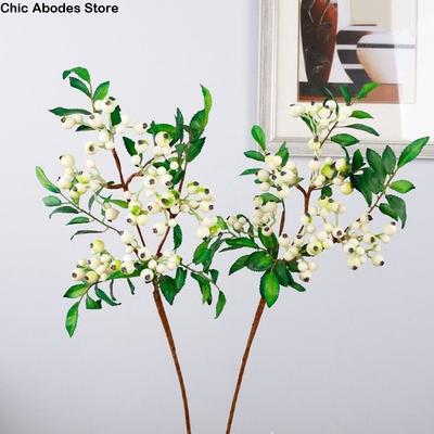 Green Leaves Artificial Blueberry Fruit Luxury Faux Good Luck Fruits Simulation Fruit Tree Elegant Realistic Fake Plants
