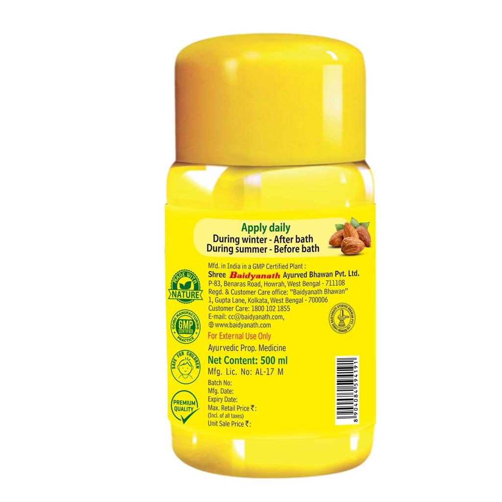 Baidyanath Nawilżający i Odżywczy Olejek do Ciała 500 ml Opakowanie dla Głębokiego Nawilżenia Blasku Skóry Pielęgnacja Przeciwstarzeniowa