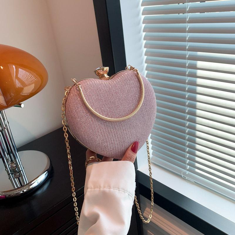 Women Heart Shaped Handbag Wedding Party Evening Bag Mini Clutch Chain Purse Cocktail Prom Evening Tote