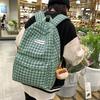 Checkered Letter Pattern Student Casual Backpack With Plush Pendant For Casual Travel