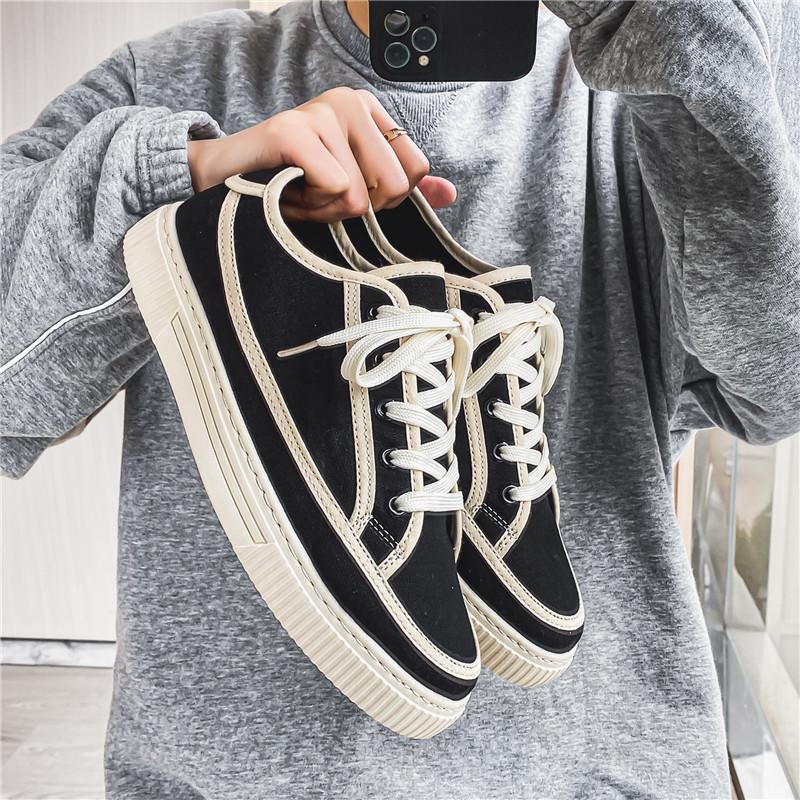 canvas spring and autumn new summer breathable casual board shoes student cloth shoes sports black trendy shoes
