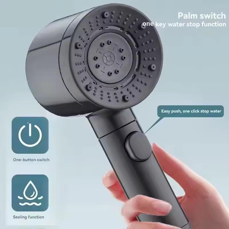 7 Spray Filtered Shower Head High-Pressure Handheld Water Saving Showerhead Fall Resistance Black Faucet Bathroom Shower Nozzle