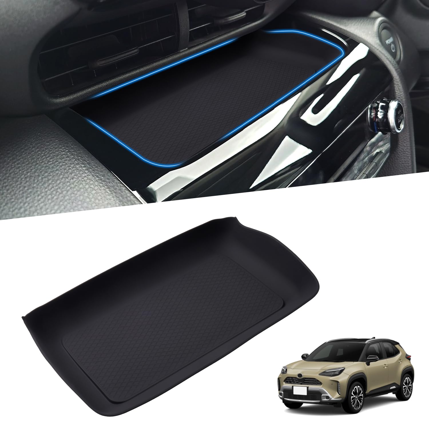 

Auto Spec Console Tray Mat for Toyota Yaris Cross 15 Center Open Tray Mat with Silicone Rubber Protective Interior Parts and Accessories (10 Series,