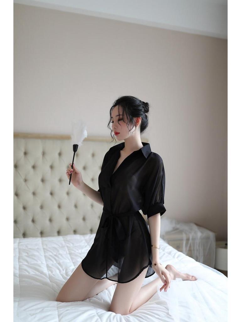 Desire Sheer Lingerie Shirt: Sexy, See-Through Nightgown with Temptation and Easy Removal