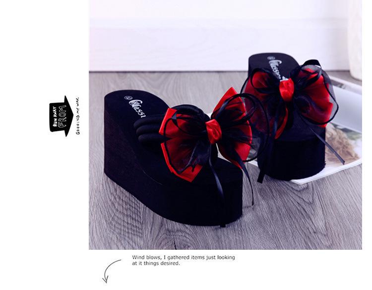 Korean Style Thick-Soled Wedge Heel Women's Flip-Flops - Non-Slip, High-Heeled Beach Sandals