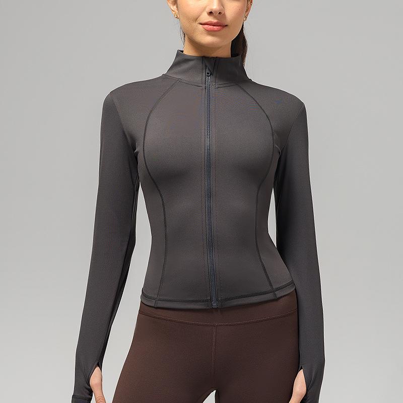 Women's Quick Dry Slim Fit Long Sleeve Fitness Jacket for Outdoor Running, Yoga, and Training
