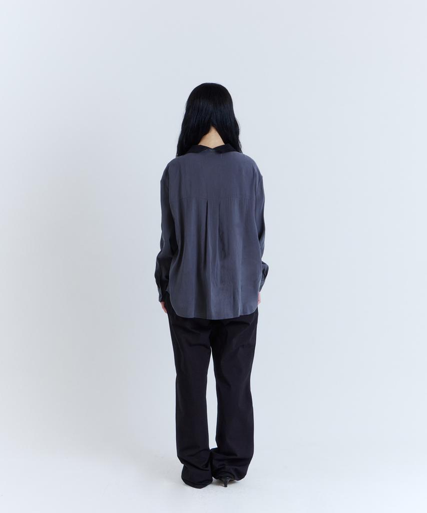 PARADIGMFILM [Ep.03] High-Neck Brushed Viscose Shirt (Charcoal)