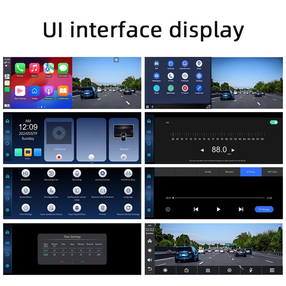 10.26 Inch Wireless CarPlay Monitor IPS Screen Android Auto Touch Screen WIFI FM BT 5.0 Rearview Dash Cam Multimedia Player AUX