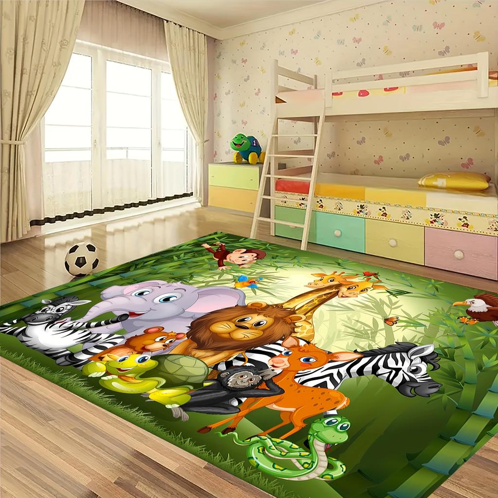 VIKAMA Cartoon Animated Carpet Green Eye Protecting Mat Soft Non Slip Children's Play Mat Doormat Bedroom Living Room Home Decor