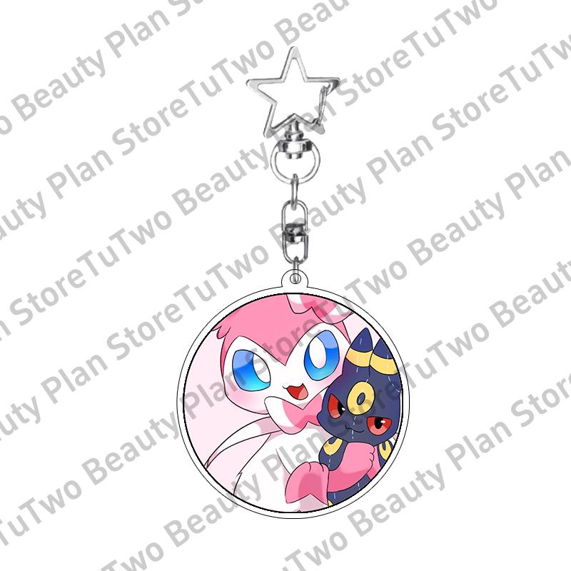 Girly Heart Acrylic Anime Sylveon Espeon Glaceon Eevee Cartoon Keychain Key Chains Keyrings Jewelry Fans Gifts Accessories Toys