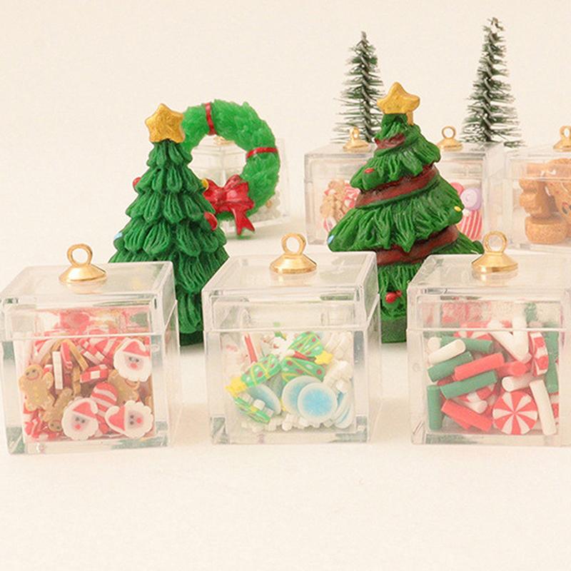 Dollhouse Simulation Christmas Candy Cookies Gift Box Model Dollhouse Kitchen Dessert Decoration Dolls House Food Accessories