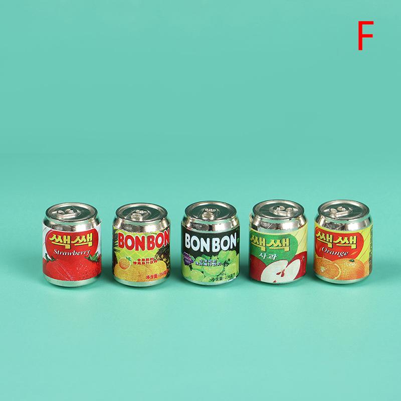 5Pc 1/12 Cute Miniature Doll House Fruit Drink Can Bottle Food Accessories