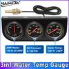 3in1 Water Temp Gauge 52MM Oil Pressure Gauge AMP Volt Meter 12V Kit Car Triple Gauge With Sensor
