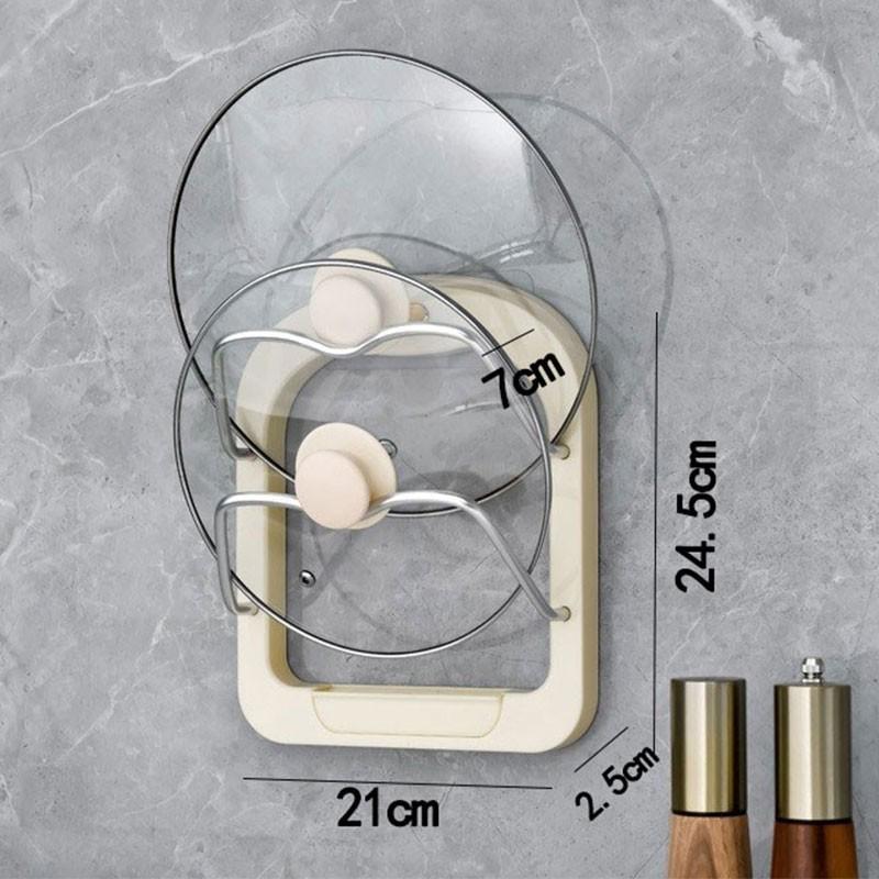 Cream Multifunction Kitchen Rack: Lid, Spoon & Spatula Organizer