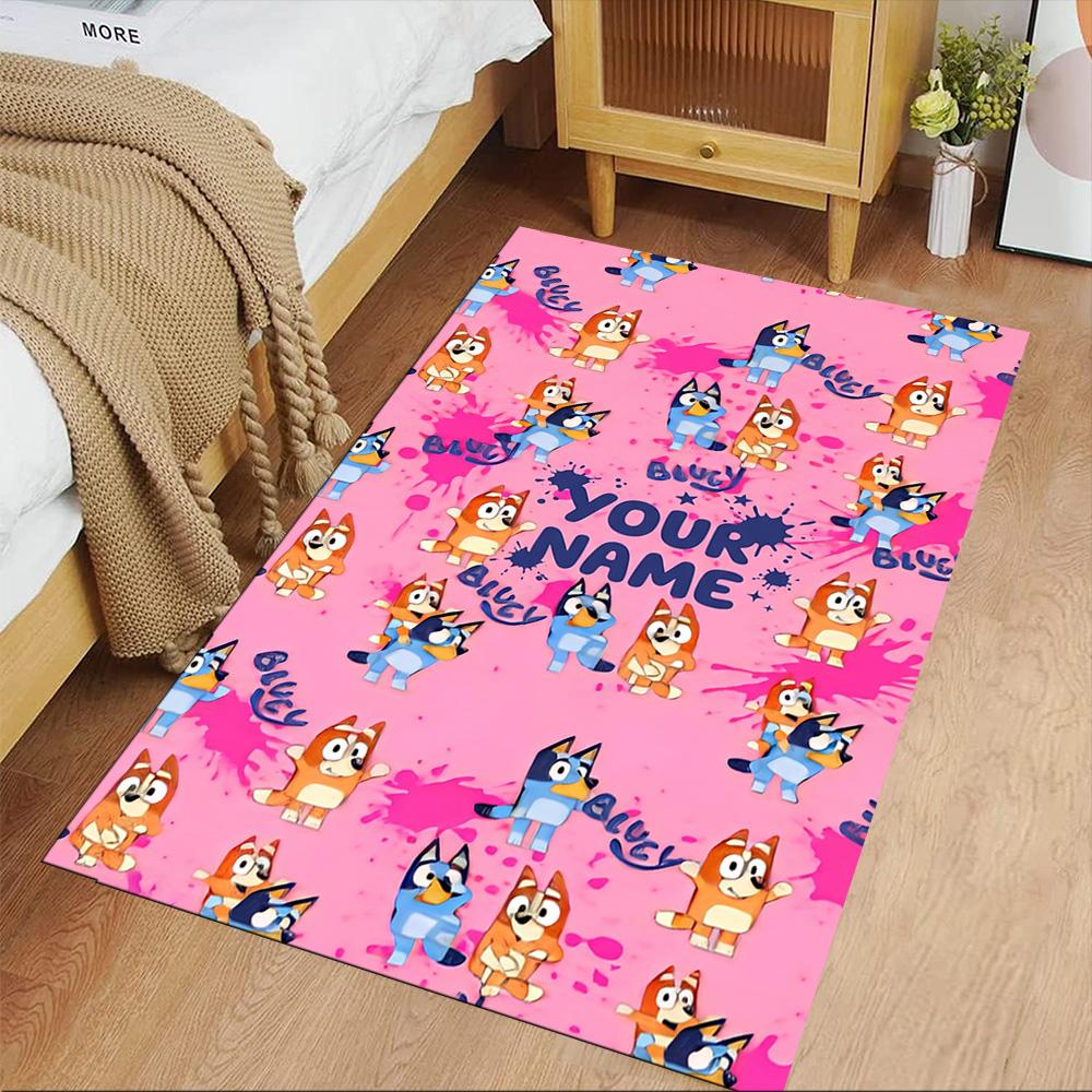 Bluey Personalized Text Area Rug Suitable for Playrooms Study room Hallway Living Rooms Anti-slip Rug Office home decor Birthday/Christmas Gift