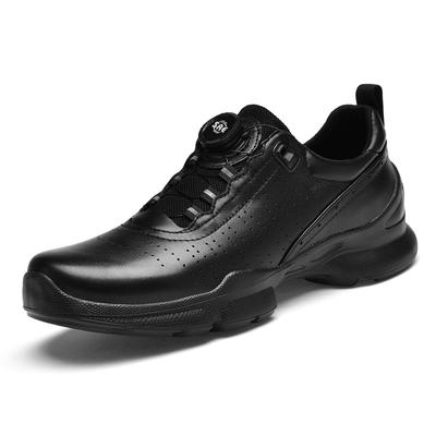Zwarte Heren Sportschoenen van Echt Leer met Knopontwerp, Banket Antislip en Slijtvaste Casual Zakelijke Leerschoenen