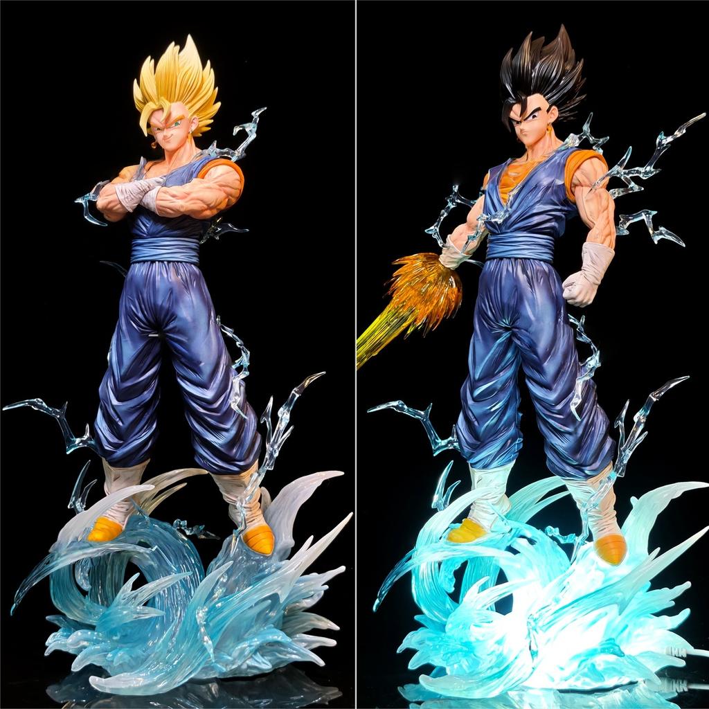 Hb Jt 38Cm/14.96Inch Dragon Ball Z Vegetto Figure 3 Heads Replace Super Saiyan Action Figures Collection Model Statue Toys Gifts