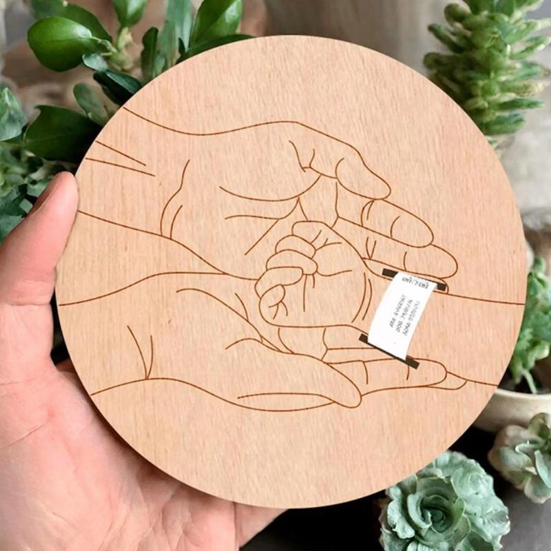 Baby Birth Wooden Board Hospital Bracelet Holder Engraved Detail for Newborns Photography Session Family Gift