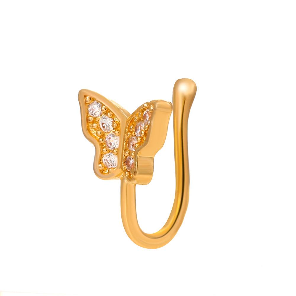 Non Perforated U-Shaped Nose Clip Copper Inlaid Zircon Star Shaped Heart Crown Nose Ring Nose Decoration Puncture Decoration