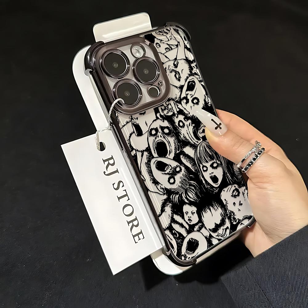 

Junji Ito horror Hot comics Plating Phone Case For Samsung S25 S24 S23 S22 S21 S20 FE Note20 Plus Ultra 4G 5G Anti Fall Airbag Samsung S24 5G