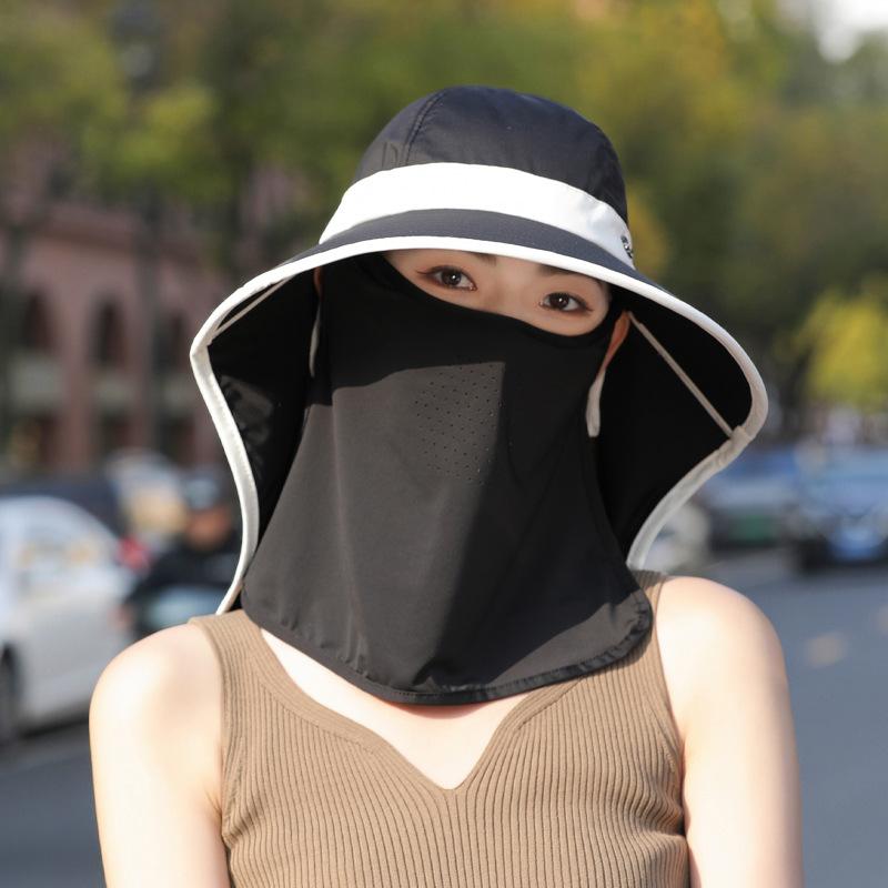 Outdoor Tea Picking Hat Shawl Neck Protection Sun Hat Large Brim Full Face Cover Sun Protection Hat Children Summer Ice Silk Bucket Hat