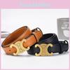 Color Solid Fashionable Gold Buckle Design Women Double Layer Cowhide Belt