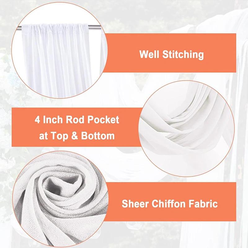 White Ceiling Drapes 5ftx10ft Wedding Arch Fabric Sheer Curtains Chiffon Draping for Weddings Ceremony Birthday Party Decoration