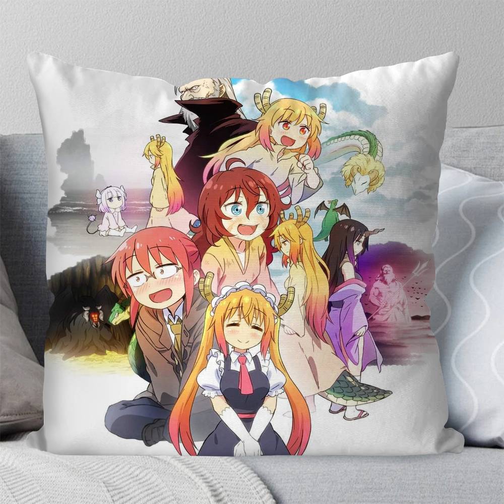 Miss Kobayashis Dragon Maid Anime Pillow Case Fashion Square Pillowcase Bedroom Sofa Room Ins Decoration Leisure