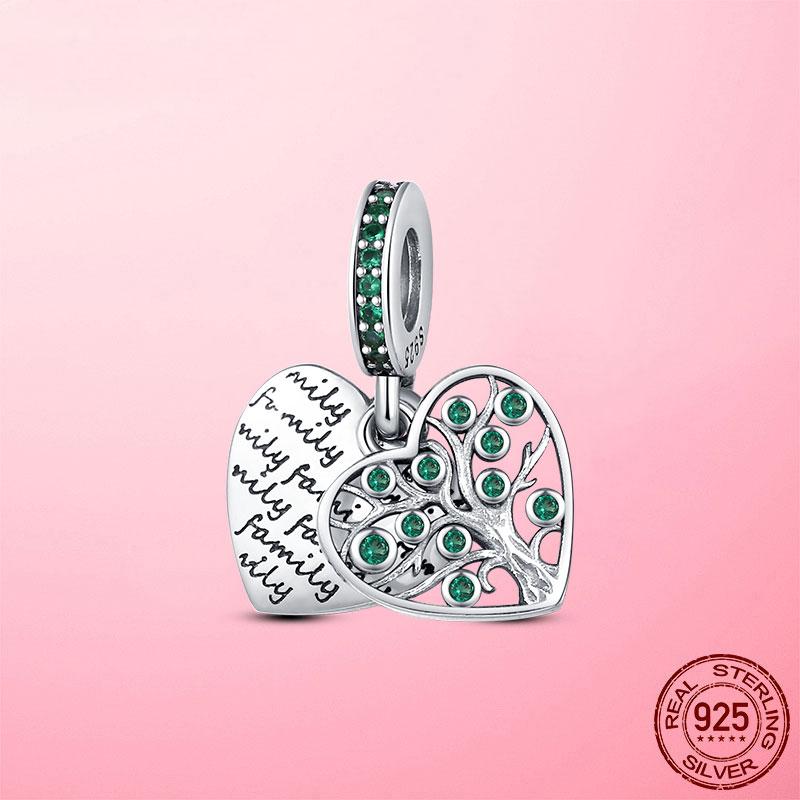 

New 925 Silver Heart & Mum Dangle Charms fit Women Original Bracelet Necklace 925 Silver Jewelry Mother s Day Gift