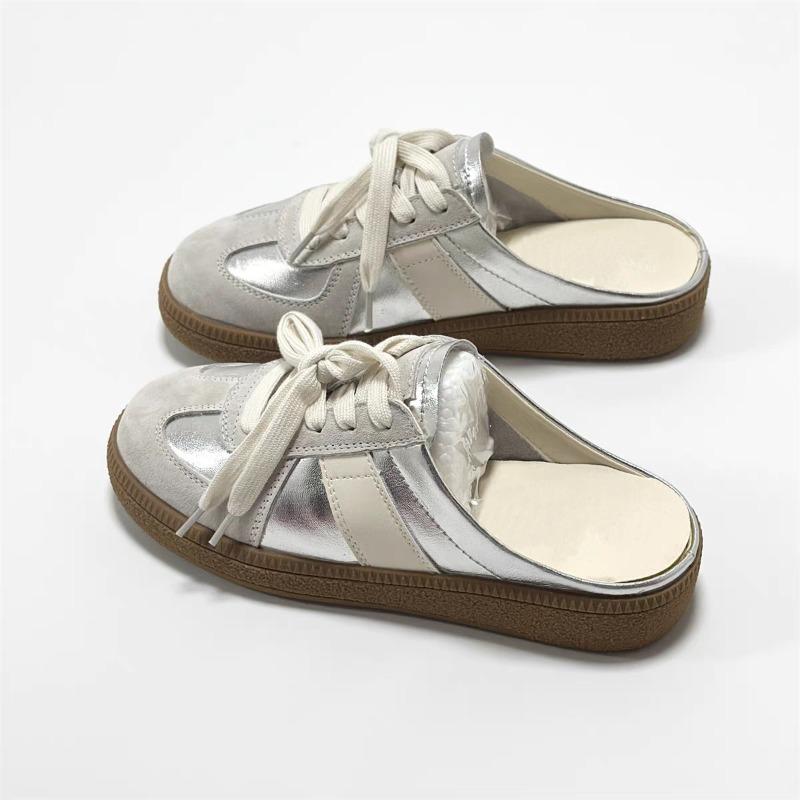 Silver Baotou Half Slippers Women's Summer Wear One Pedal Lazy Little White Casual Flat Sandals
