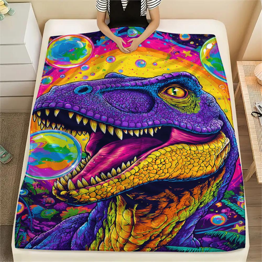 dinosaur Print Flannel Blanket, High quality Comfortable for All Seasons, Home Decor, Warmth and Comfort, Perfect for Christmas Gifts