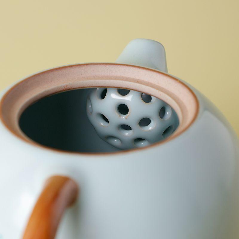 Tianqing Ru Kiln Gongfu Tea Set, Household Ceramic TeaPot and TeaCup, One Pot and Two Cups