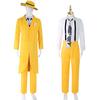Jim Carrey La Máscara Película de Comedia Traje Amarillo Corbata Tirantes Accesorios Set Completo Halloween Fiesta de Carnaval Juego de Rol para Hombres