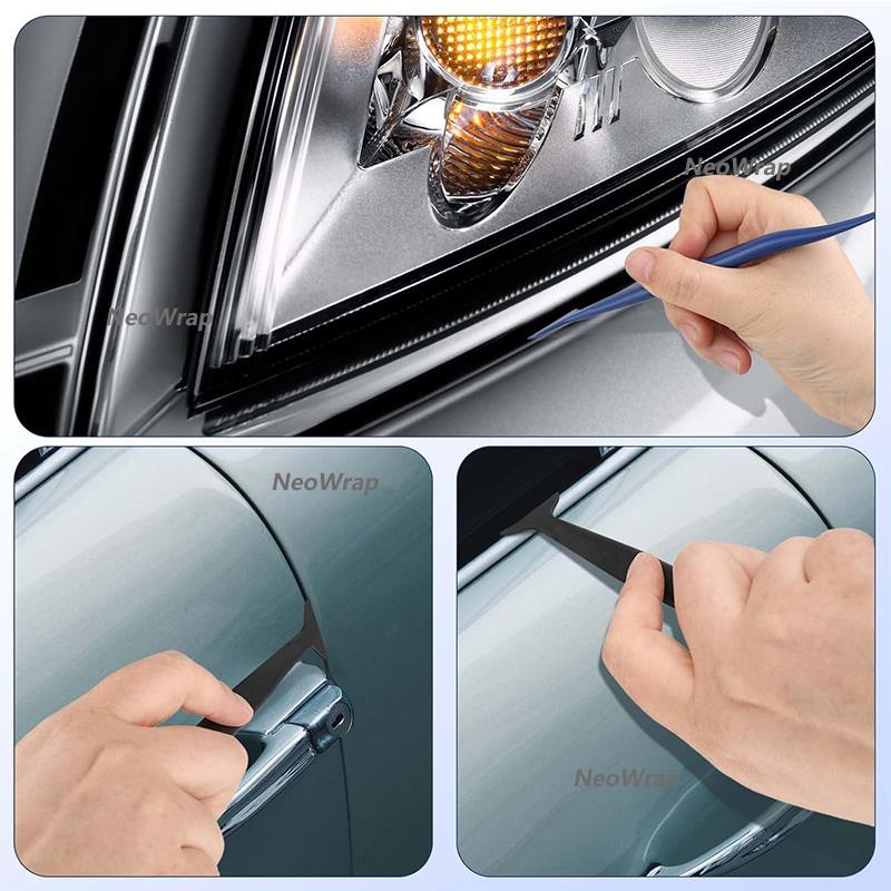 3Pcs Car Micro Squeegee Curves Slot Tint Tool Set 3 In 1 Different Hardness Gasket Squeegee for Installing Auto Wraps Stickers