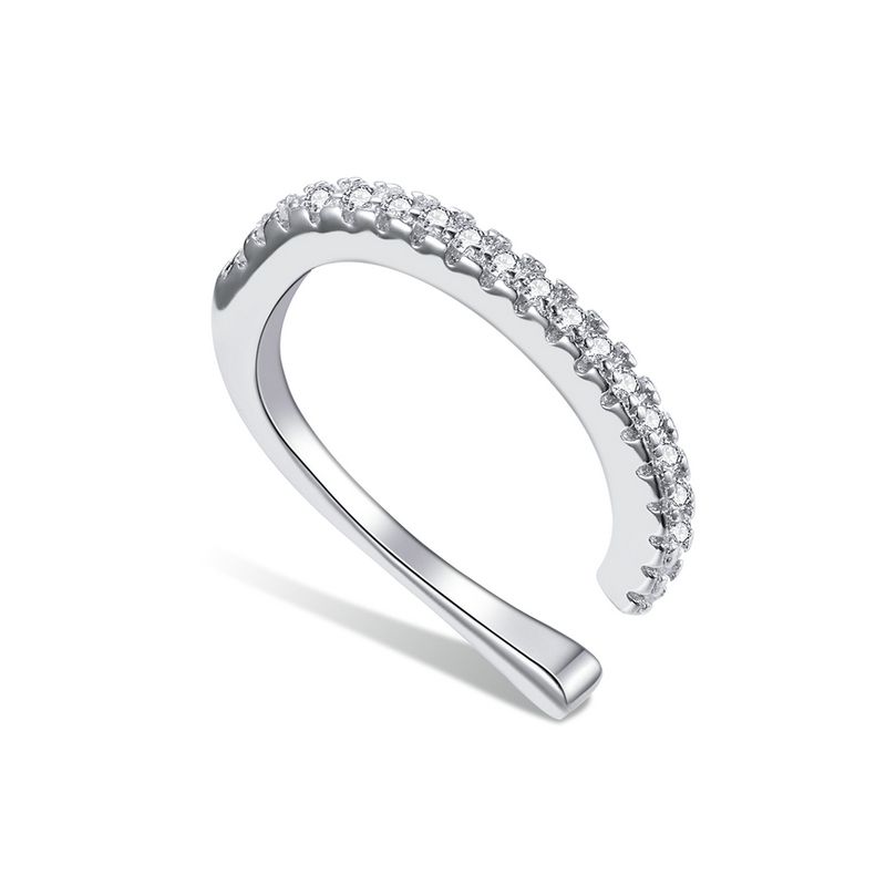 BAMOER 925 Silver Mono Clip Earrings for Girl CZ Platinum Plated Ear Cuffs Non Piercing for Women Wedding Party Jewelry