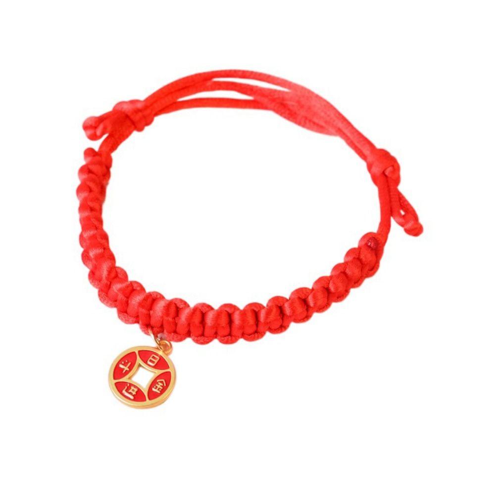 Chinese Style Red Rope Braided Cat Collar Adjustable Fortune Bell Cat Collar  For Cats Puppy