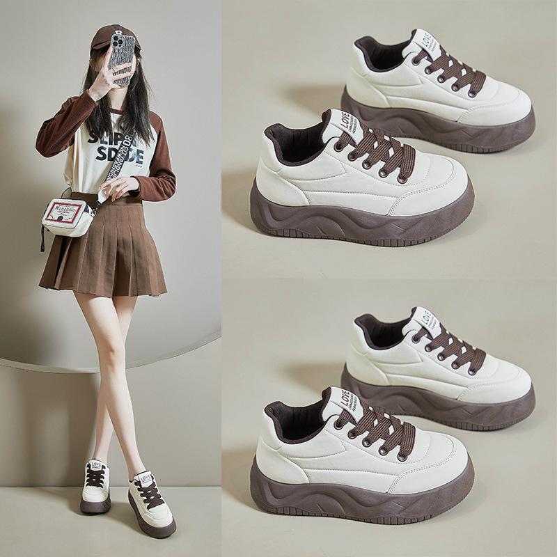 Spring White Shoes New Style Female Students' Height-enhancing Sports Shoes Trendy Casual Shoes Street Photography