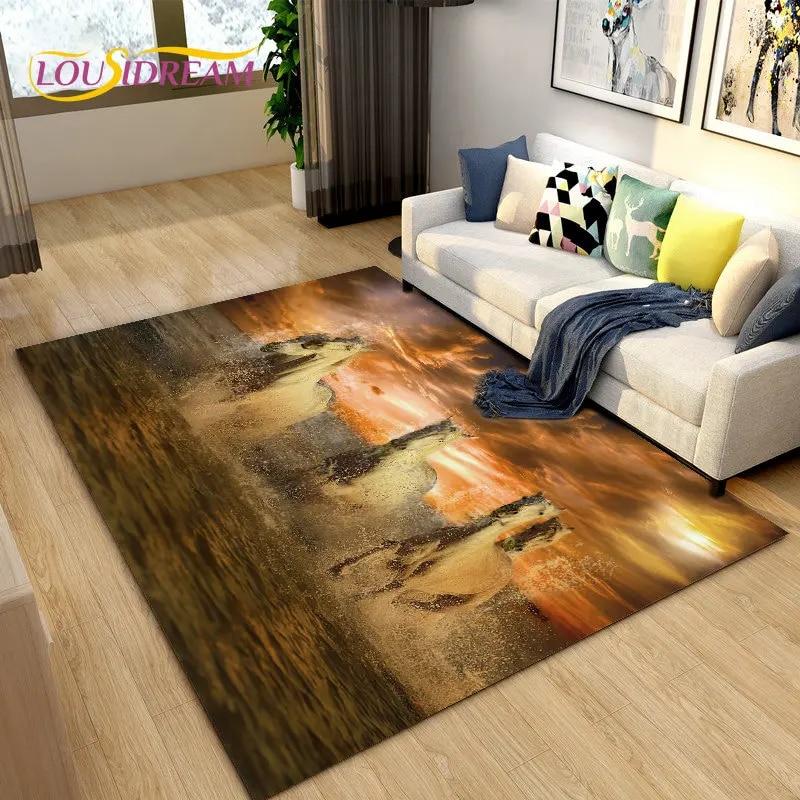 3D Animal Pentium Horse Area Rug,Carpet Rug for Living Room Children's Room Decoration,Kids Play Crawling Non-slip Floor Mat
