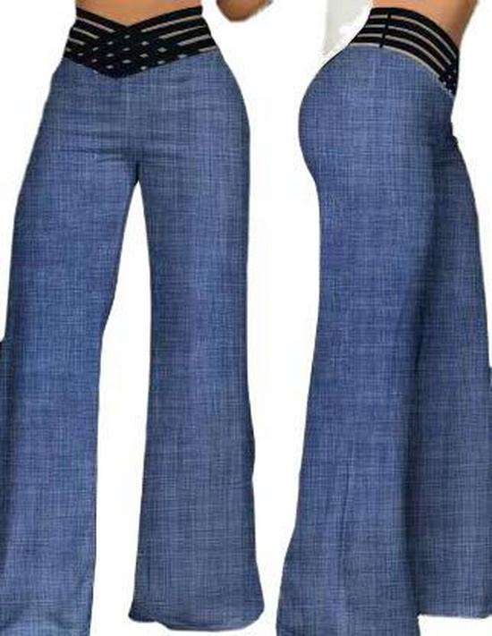 2023 Sommer Damenhose mit hoher Taille und weitem Bein und Hohlgürtel