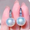 High-End And Fashionable Ocean Pearl Earrings, Set With Cubic Zirconia  Women'S  Luxurious Fashion Jewelry