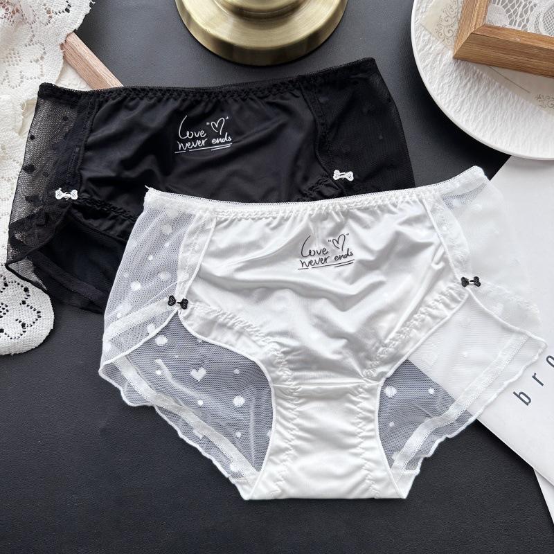 Ladies Spring and Summer Sexy and Cute Mesh Ice Silk Print Low Rise Panties